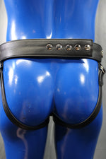 Black Leather Jock with built in Cockring