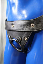 Black Leather Jock with built in Cockring