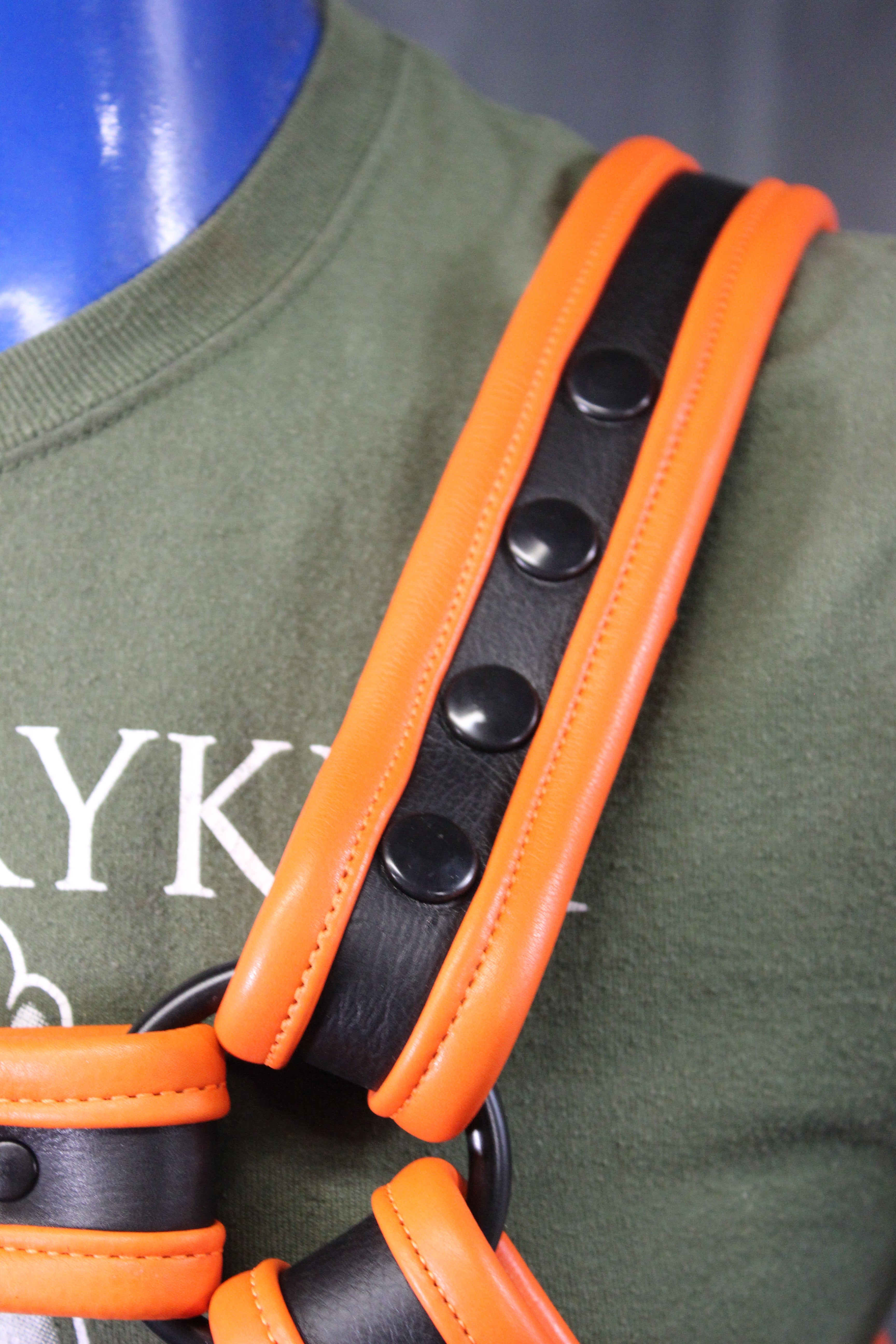 Black and Orange Bulldog Harness and Jock Combo!