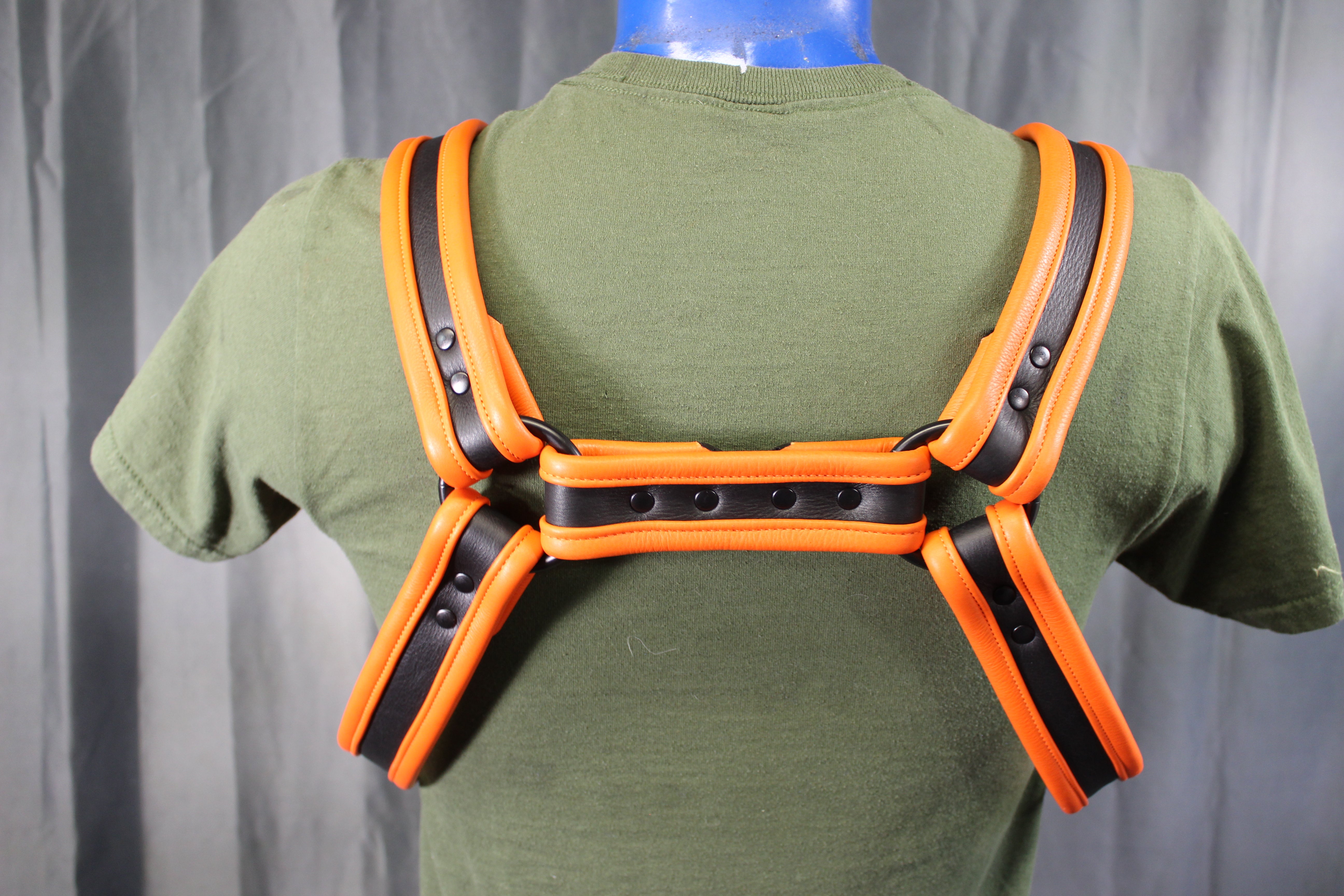 Black and Orange Bulldog Harness and Jock Combo!