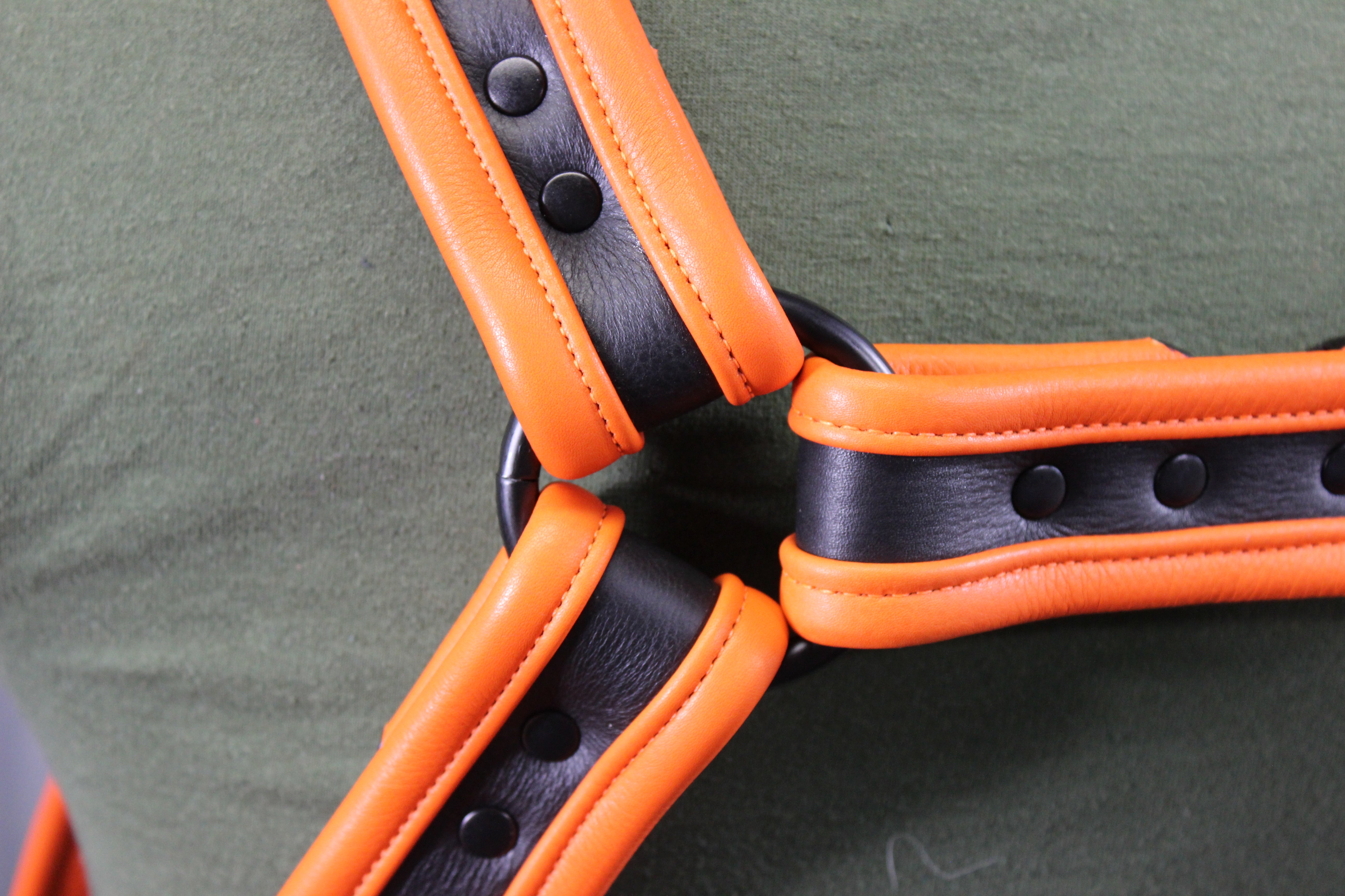 Black and Orange Bulldog Harness and Jock Combo!