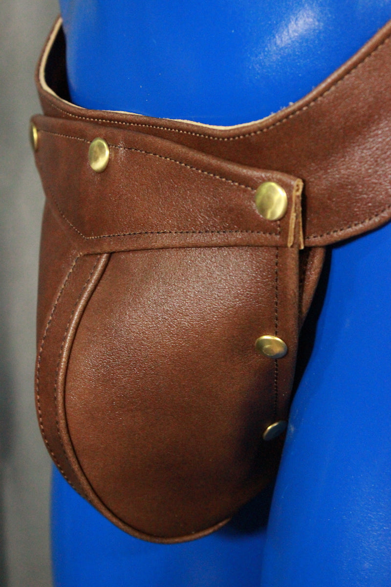 Brown Jockstrap with Brass Hardware