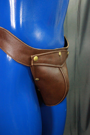 Brown Jockstrap with Brass Hardware