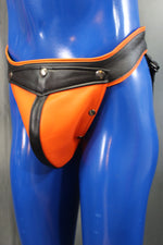 Our classic all leather jock with interchangeable codpiece in soft colored leather.