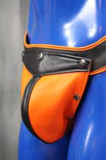 Our classic all leather jock with interchangeable codpiece in soft colored leather.