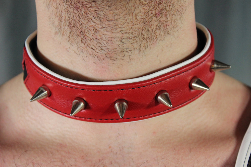 Alpha Pup Gunner's Red Spiked Collar