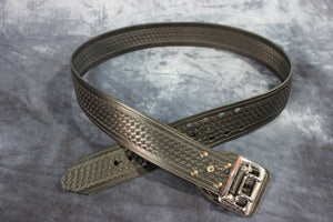 Ceinture de service avec gaufrage Basketweave et boucle et clou Sam Brown