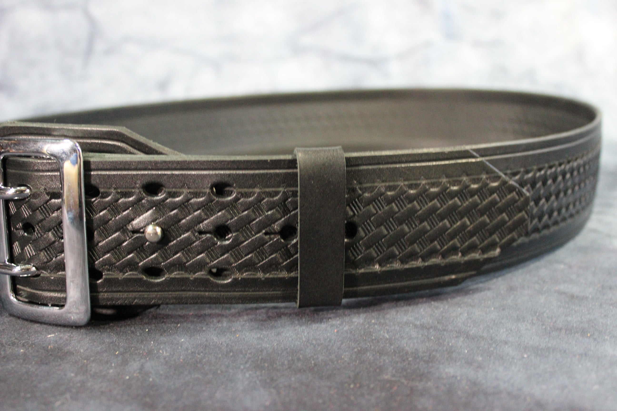 Ceinture de service avec gaufrage Basketweave et boucle et clou Sam Brown