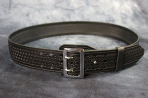 Ceinture de service avec gaufrage Basketweave et boucle et clou Sam Brown