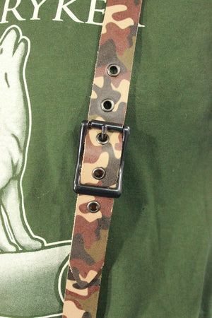 Classic Camouflage Leather Suspenders with Gunmetal Buckles