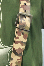 Classic Camouflage Leather Suspenders with Gunmetal Buckles