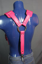 Padded Leather Suspenders with Decorative Hardware