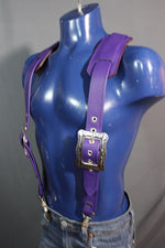 Padded Leather Suspenders with Decorative Hardware