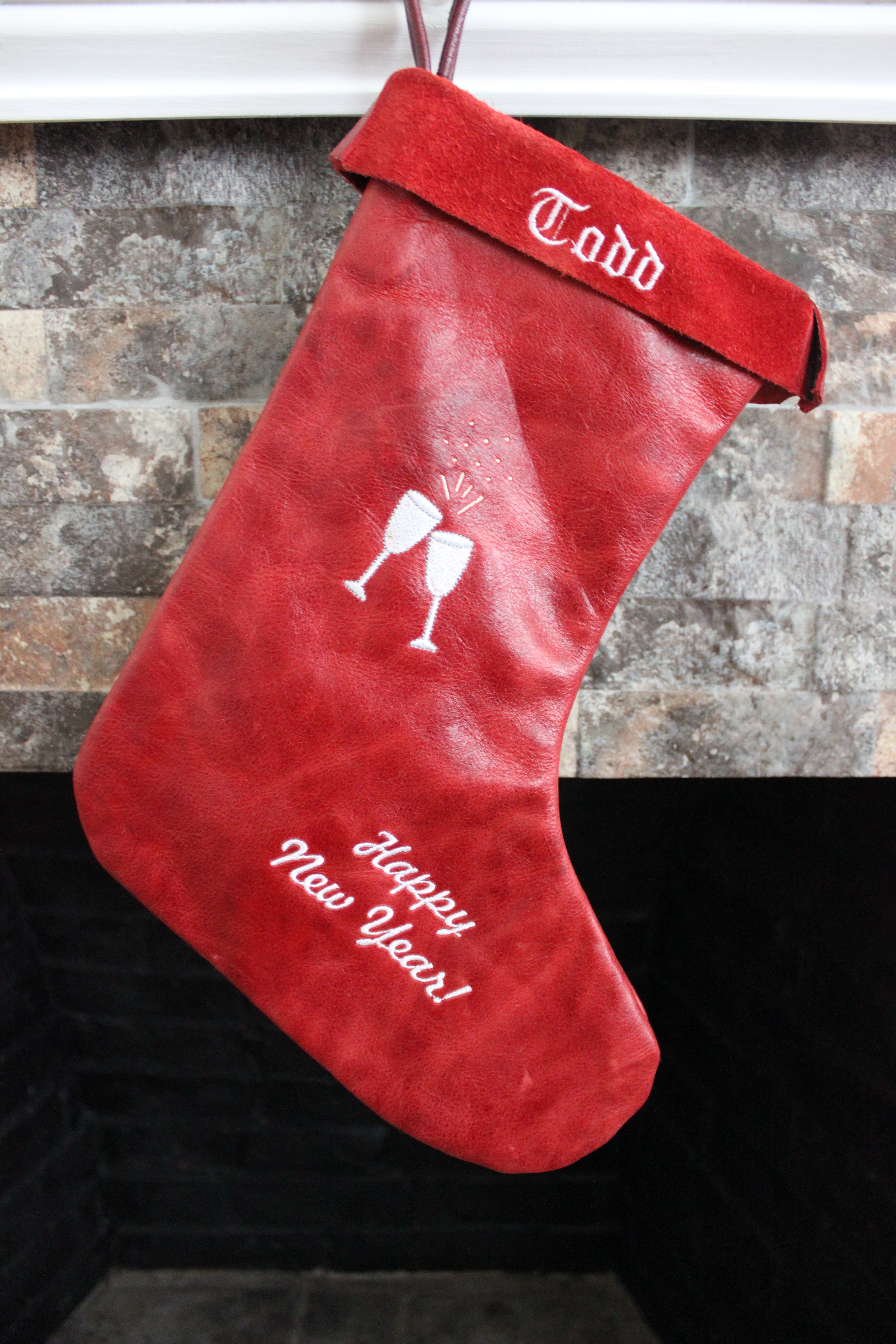 Leather Christmas Stocking - 100% Hand Made in the USA. Monogramming Available.