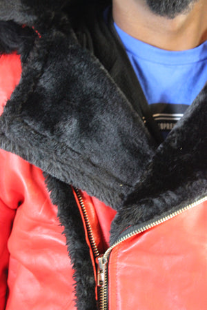 Red Leather and Fur Jacket by Otter and The Fox