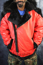 Red Leather and Fur Jacket by Otter and The Fox