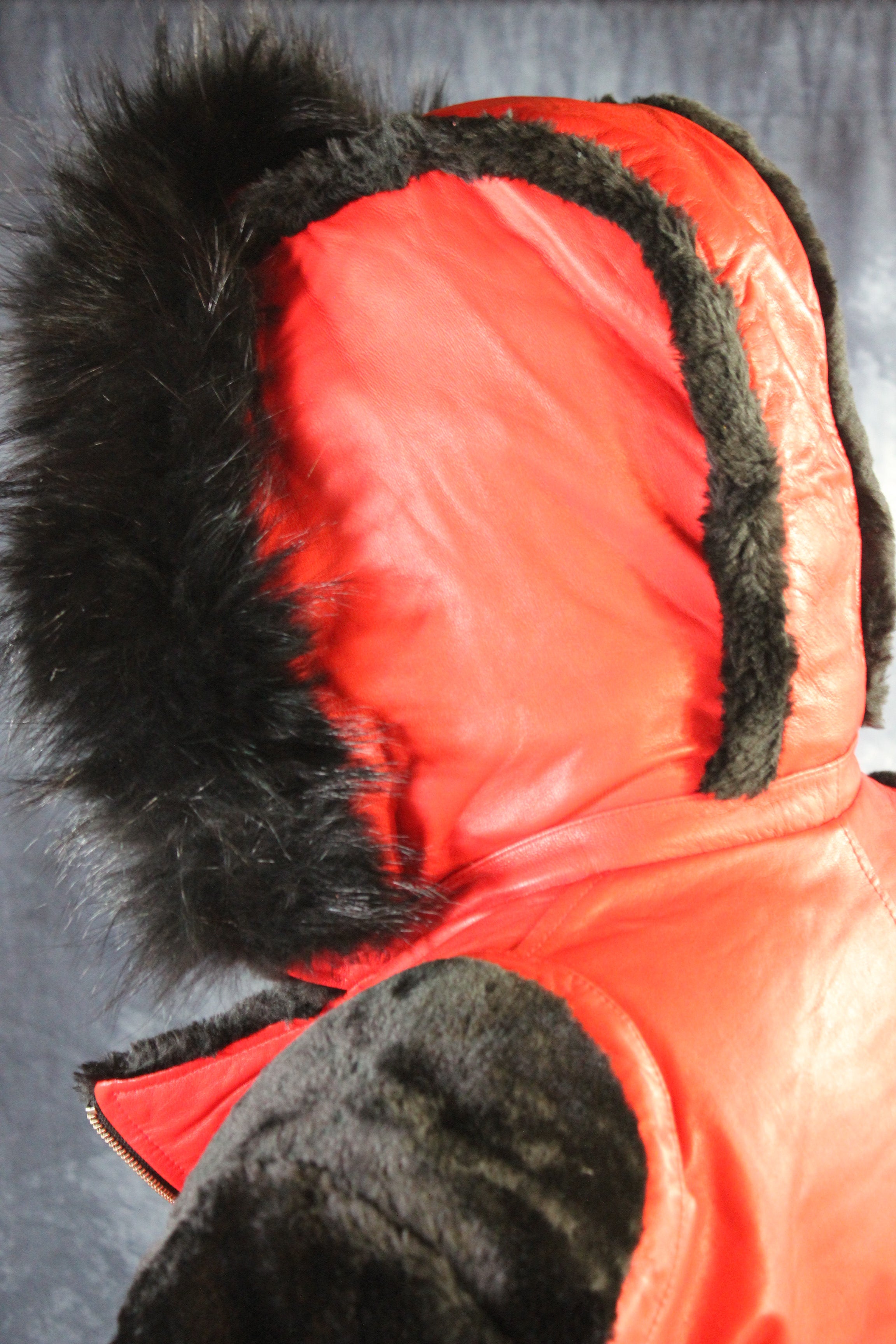 Red Leather and Fur Jacket by Otter and The Fox