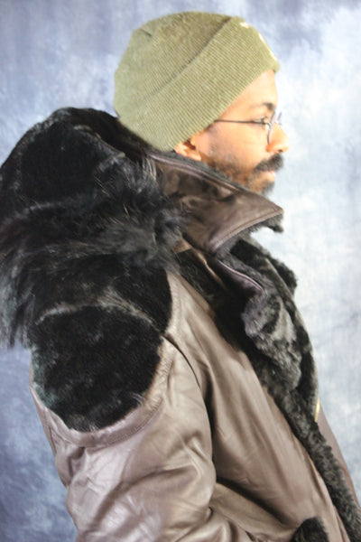 Brown Leather and Fur Jacket by Otter and The Fox – Wolfstryker Leather