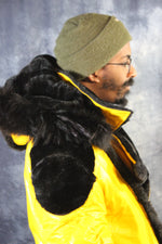 Yellow Leather and Fur Jacket by Otter and The Fox