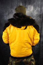 Yellow Leather and Fur Jacket by Otter and The Fox