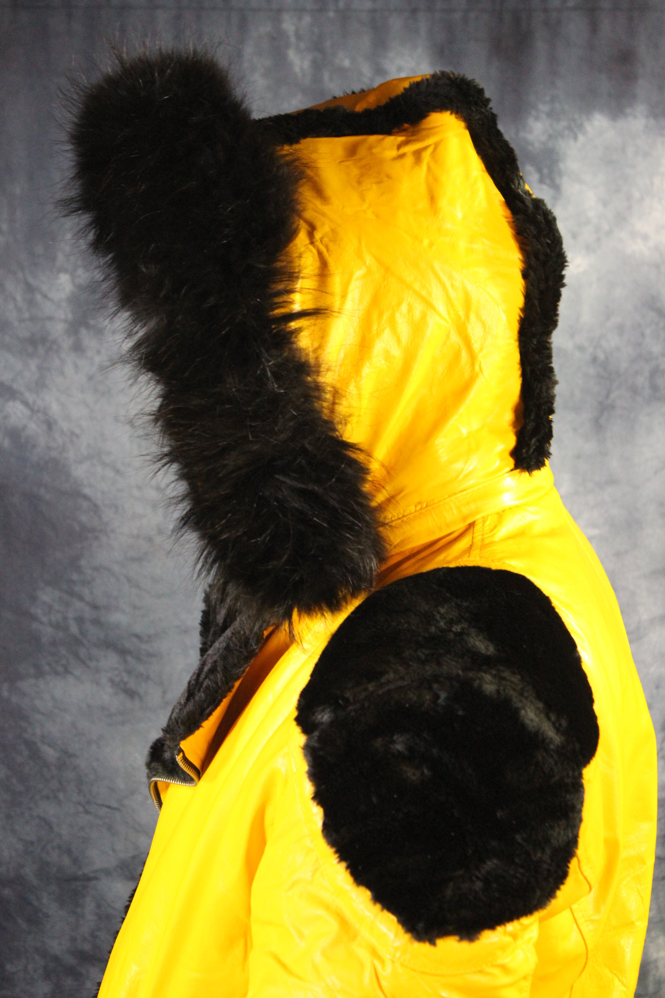 Yellow Leather and Fur Jacket by Otter and The Fox