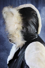 Black Leather and White Fur Jacket by Otter and The Fox