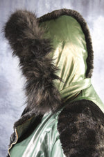 Hunter Green Leather and Fur Jacket by Otter and The Fox