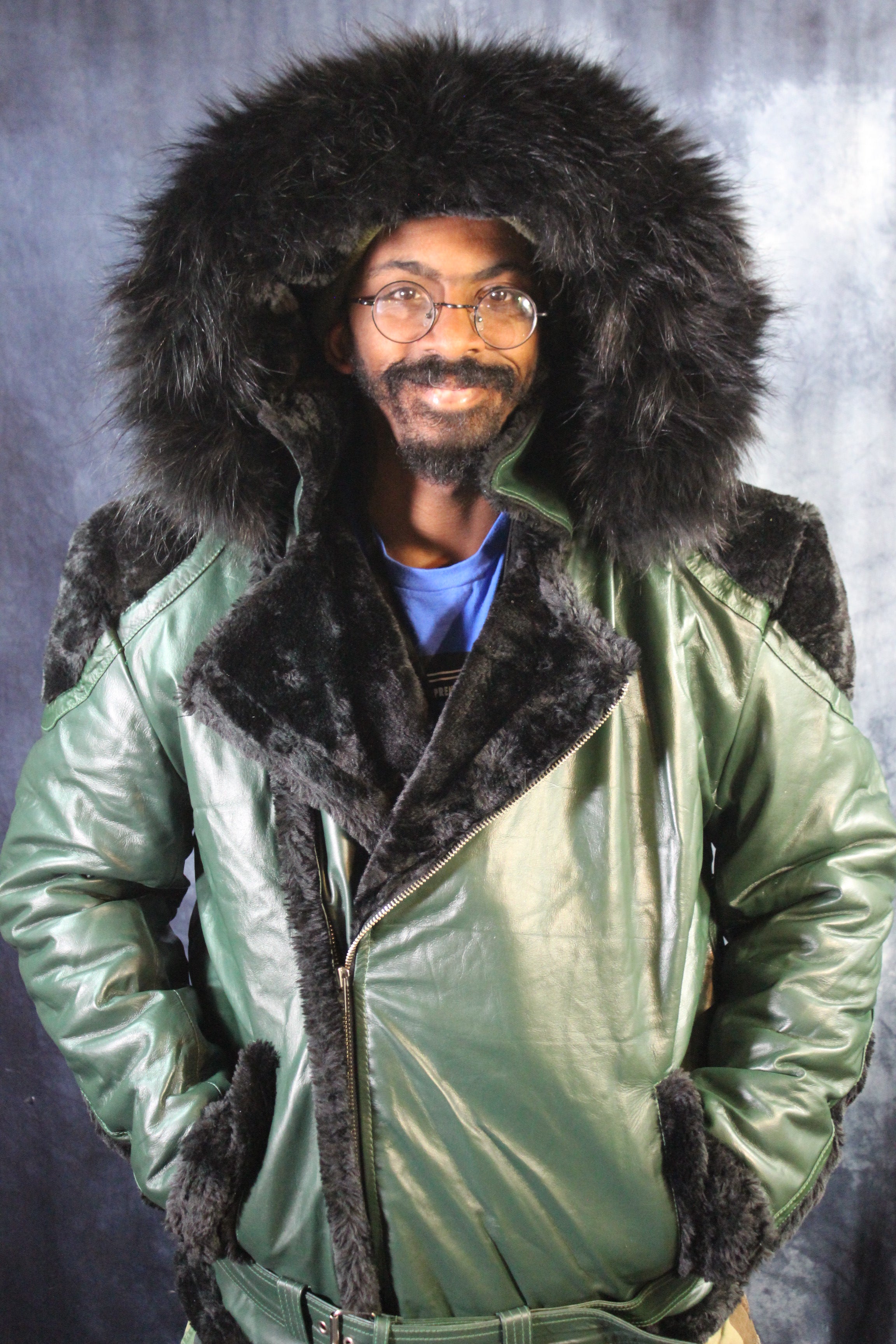 Hunter Green Leather and Fur Jacket by Otter and The Fox