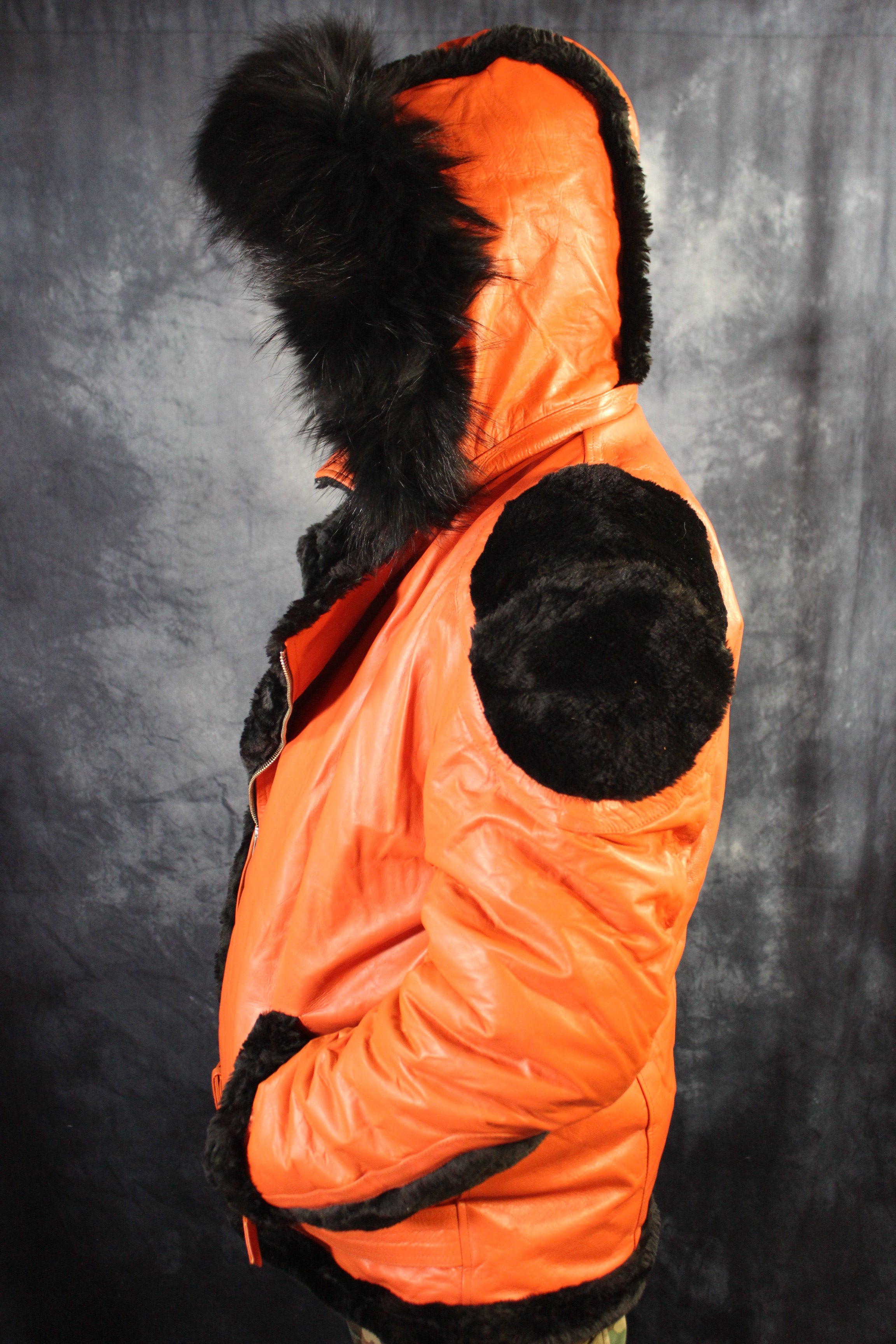 Orange Leather and Fur Jacket by Otter and The Fox