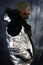 Silver Leather and Fur Jacket by Otter and The Fox