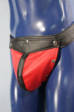 Jock de cuero con bragueta de color intercambiable