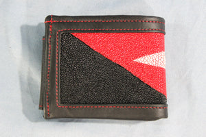 Portefeuille Stingray rouge et noir à deux volets