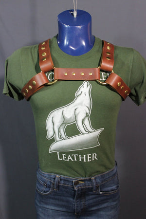 Classic Latigo Bulldog Harness with Snaps