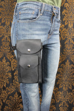 Leather Thigh Holster with Two Pockets