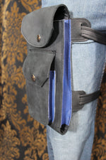 Leather Thigh Holster with Two Pockets