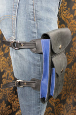 Leather Thigh Holster with Two Pockets