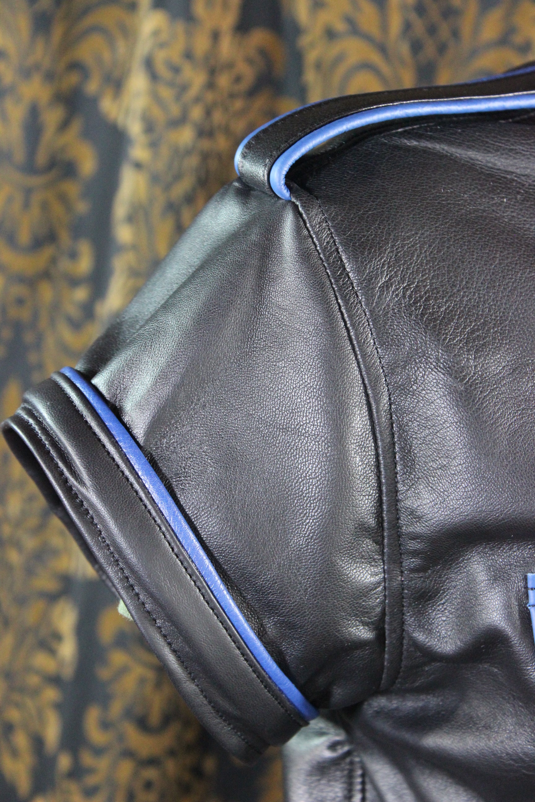 Formal Leather Short Sleeve Shirt with Piping