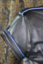 Formal Leather Short Sleeve Shirt with Piping