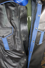 Formal Leather Short Sleeve Shirt with Piping