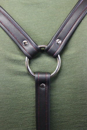 Black 1" Suspenders with Red Stitching