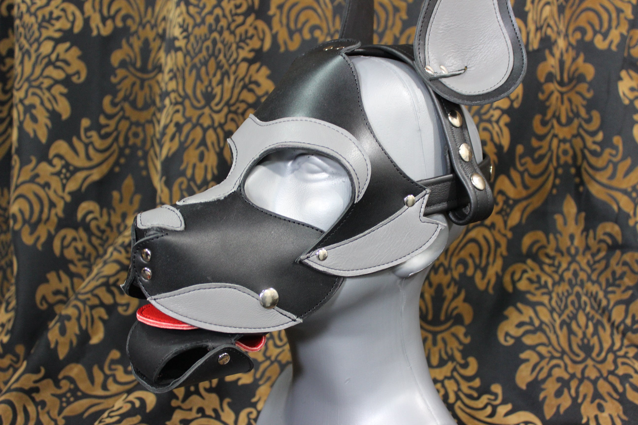 Husky style Pup Hood in Black and Gray