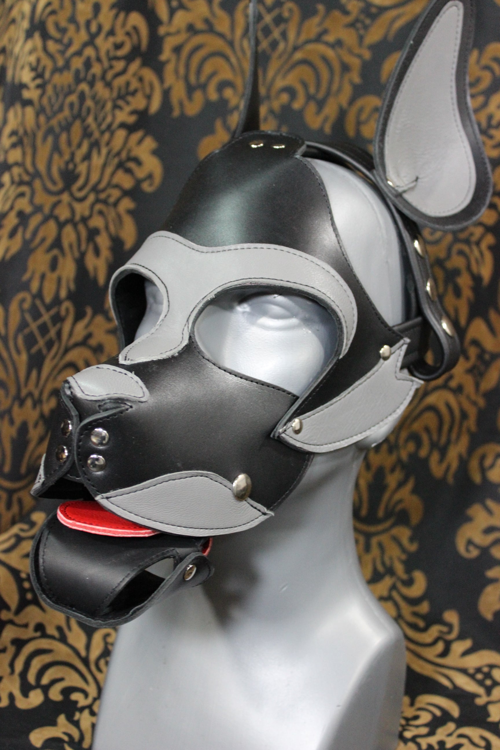 Husky style Pup Hood in Black and Gray