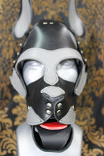 Husky style Pup Hood in Black and Gray