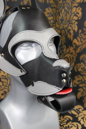 Husky style Pup Hood in Black and Gray