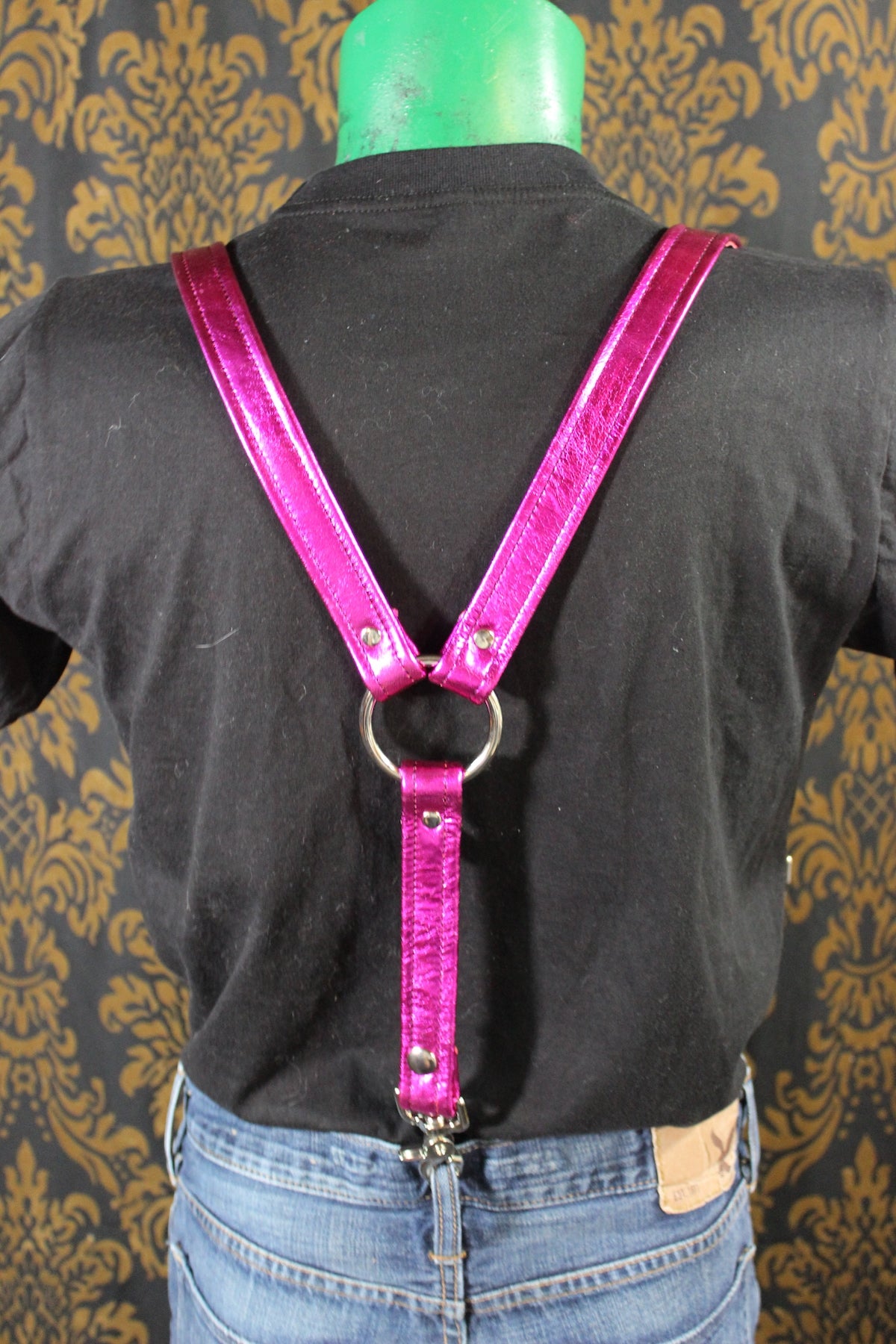 Metallic Pink Suspenders