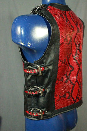 Amazing Black and Red Snakeskin Vest