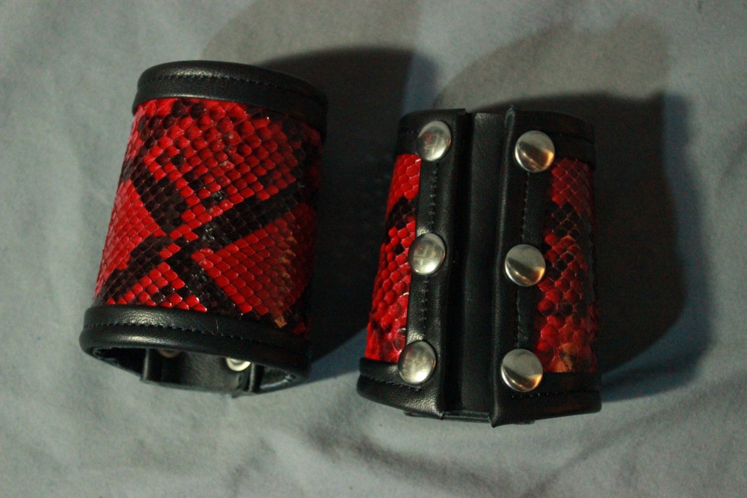 Amazing red snake wrist cuffs - sold as a PAIR!