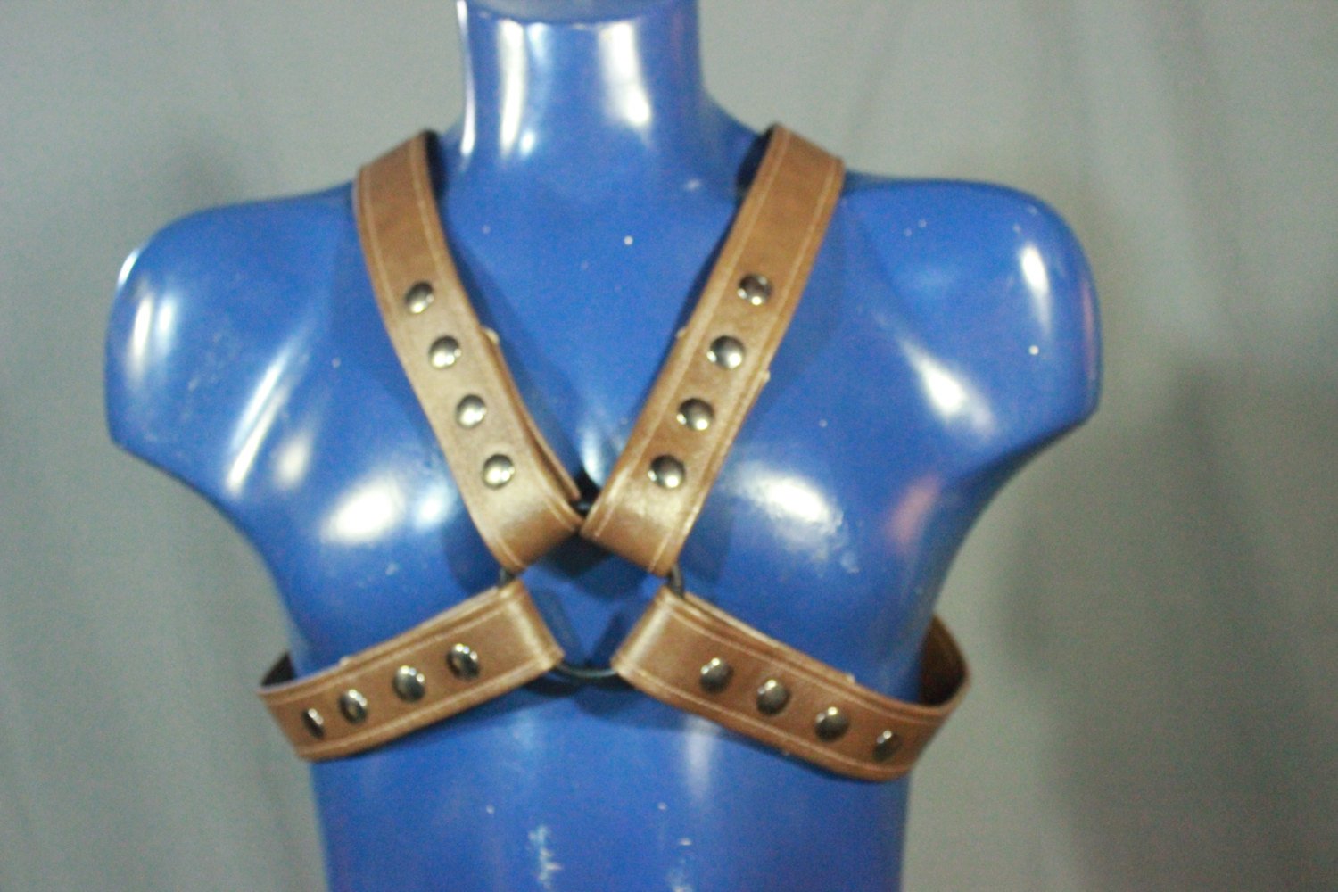 Brown Leather X-Harness, Gunmetal Hardware