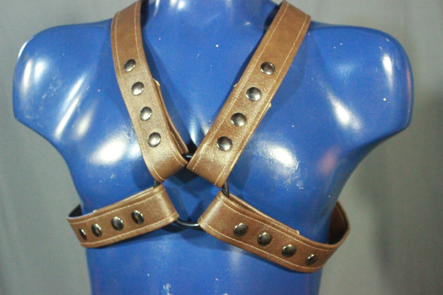 Brown Leather X-Harness, Gunmetal Hardware