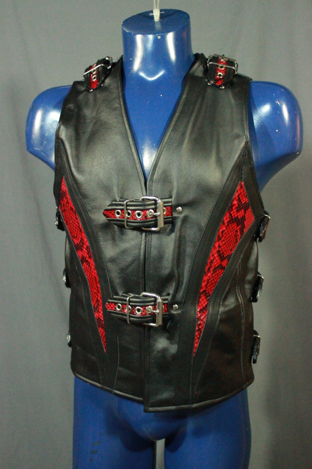 Amazing Black and Red Snakeskin Vest – Wolfstryker Leather